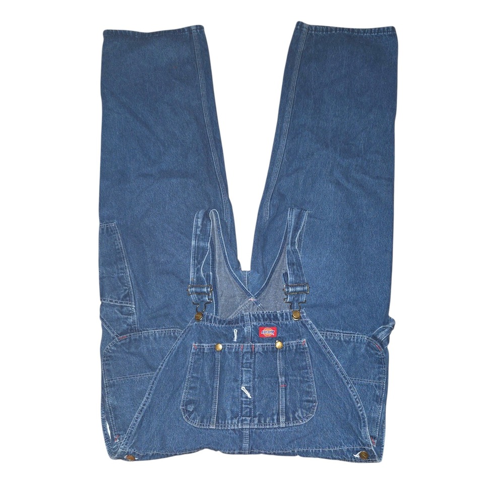 Dickies Bib Overalls Mens 40x30 Blue Denim Made in USA‎ Workwear DS122